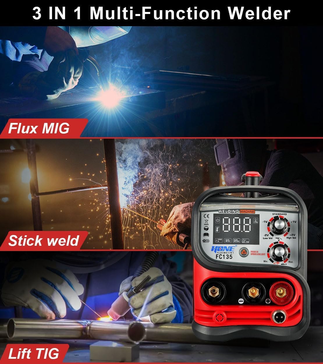 135Amp FC135 Flux-Cored MIG/ S - Tig Welder Machine 评论和价格